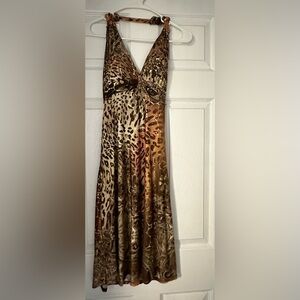 Leopard Print Satin Dress